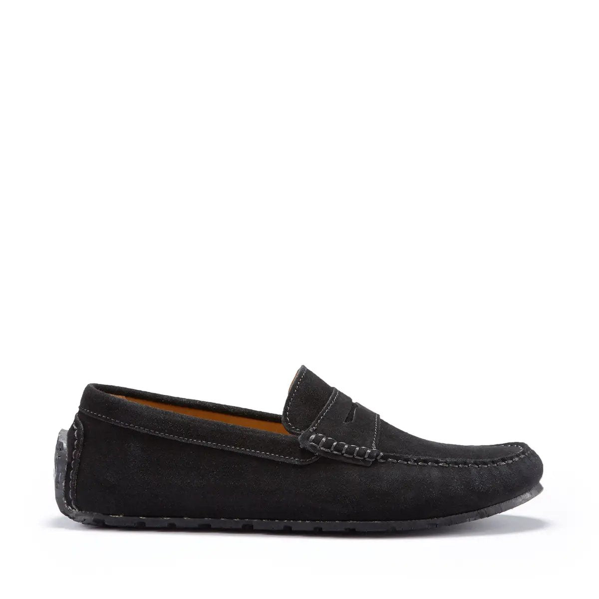 Tyre Sole Penny Driving Loafers, black suede by Hugs & Co.