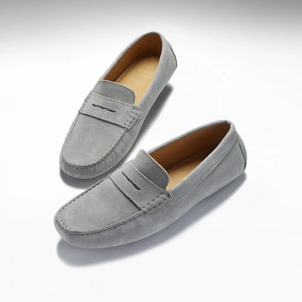 Penny Driving Loafers, dove grey suede by Hugs & Co.