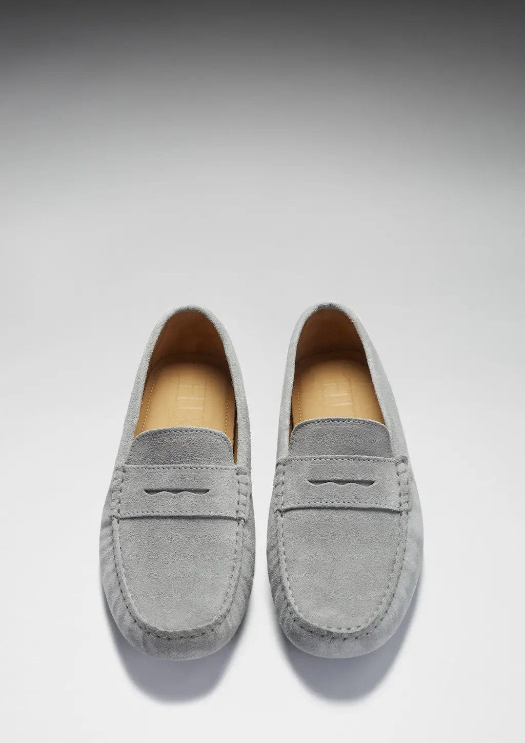 Penny Driving Loafers, dove grey suede by Hugs & Co.