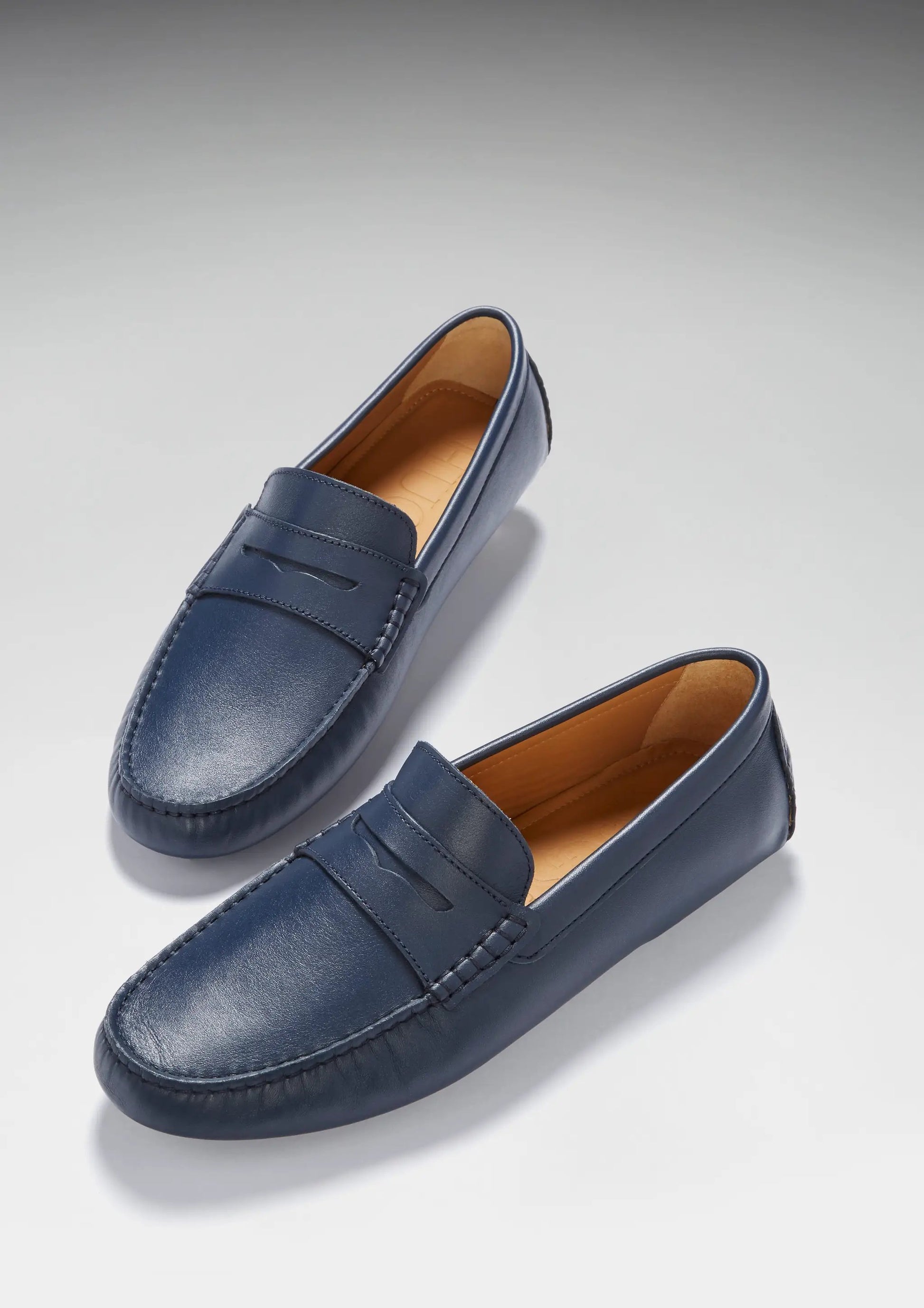 Penny Driving Loafers, french navy leather by Hugs & Co.