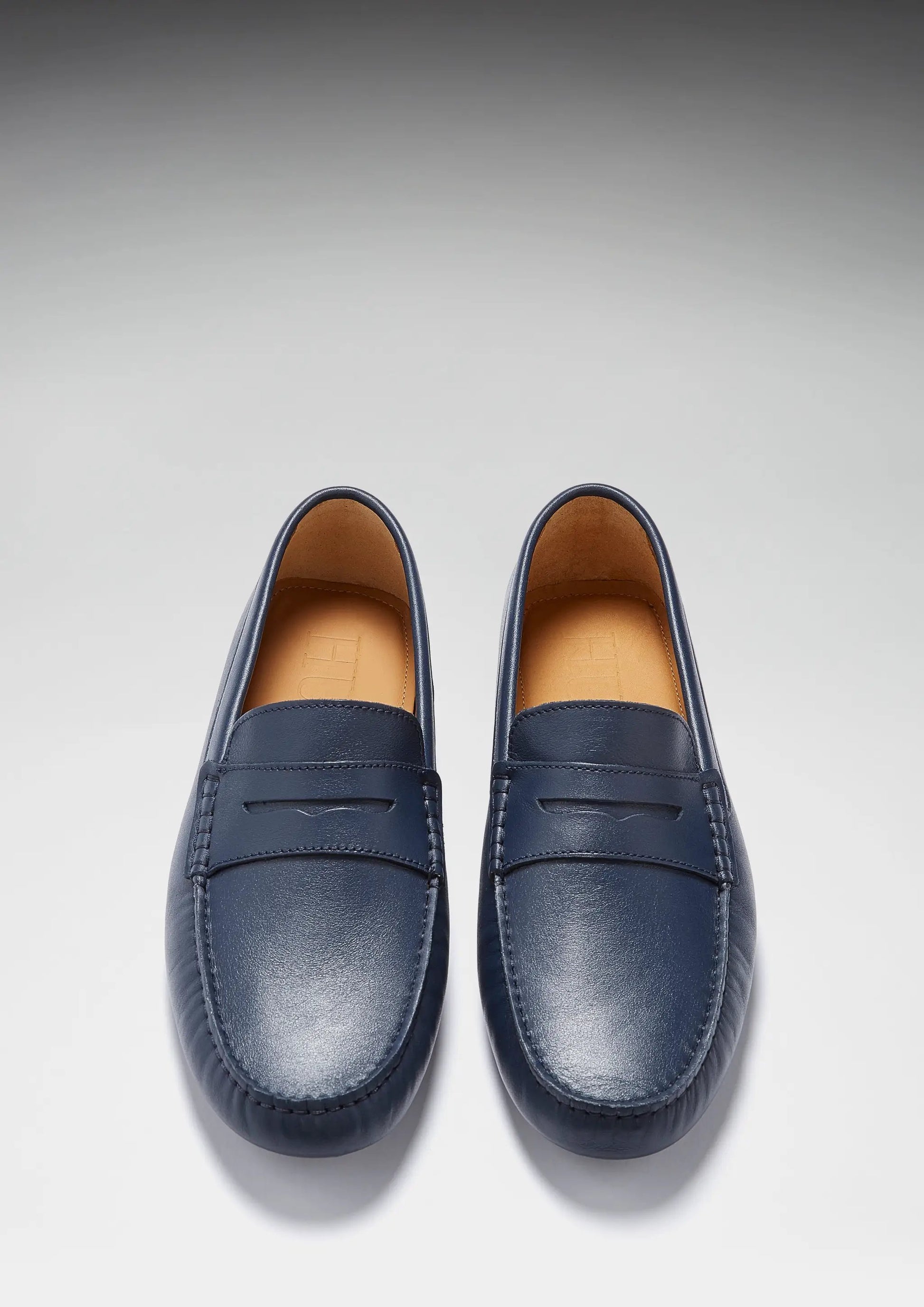 Penny Driving Loafers, french navy leather by Hugs & Co.
