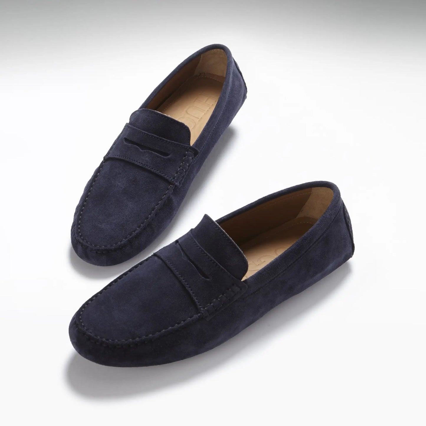 Penny Driving Loafers, navy blue suede by Hugs & Co.