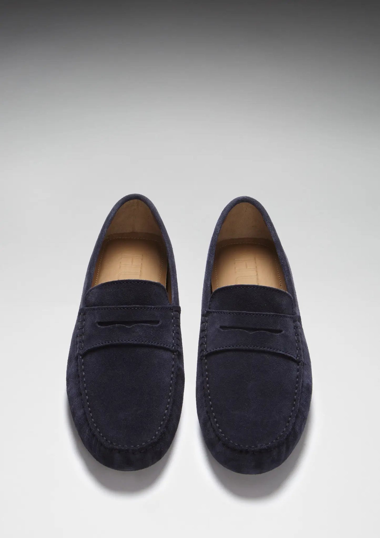 Penny Driving Loafers, navy blue suede by Hugs & Co.