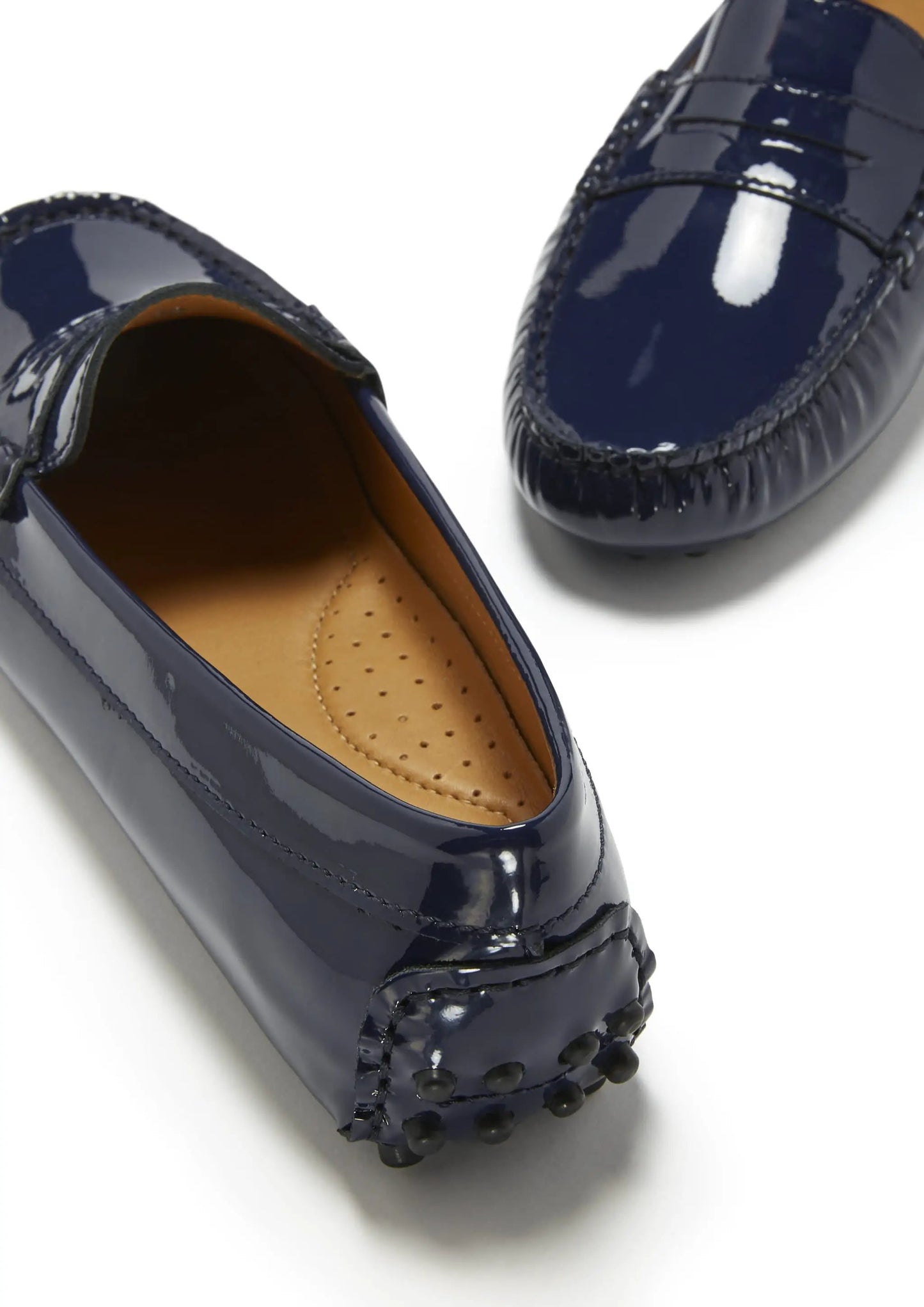 Penny Driving Loafers, navy blue patent leather by Hugs & Co.