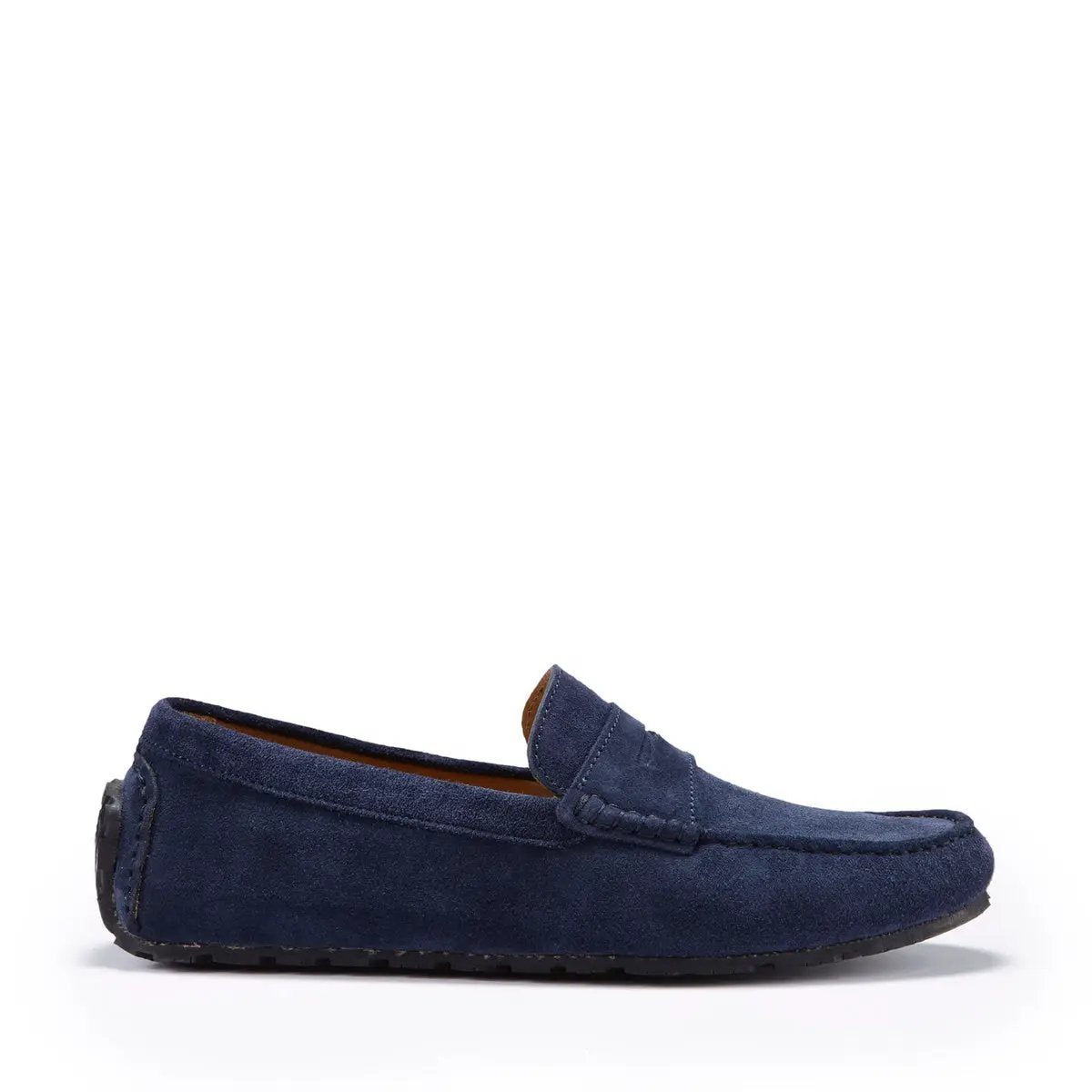 Tyre Sole Penny Driving Loafers, navy blue suede by Hugs & Co.