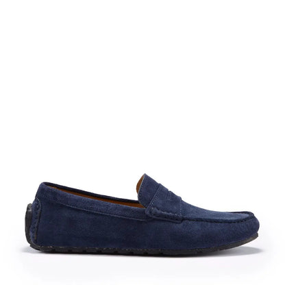 Tyre Sole Penny Driving Loafers, navy blue suede by Hugs & Co.