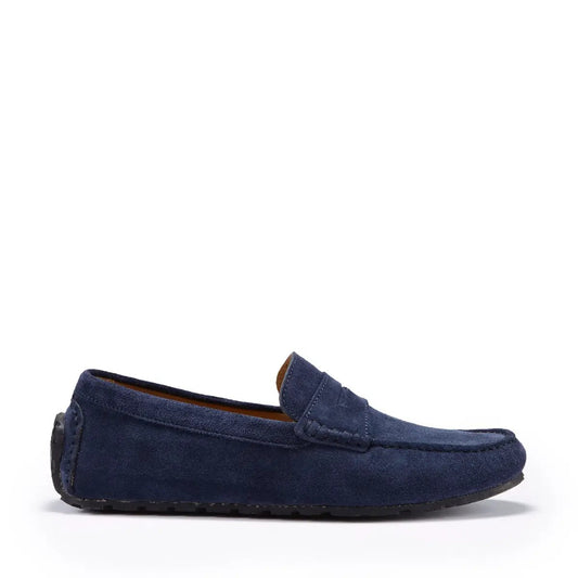Tyre Sole Penny Driving Loafers, navy blue suede by Hugs & Co.