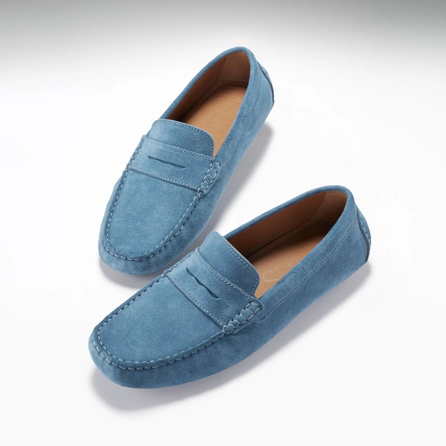 Penny Driving Loafers, petrol blue suede by Hugs & Co.