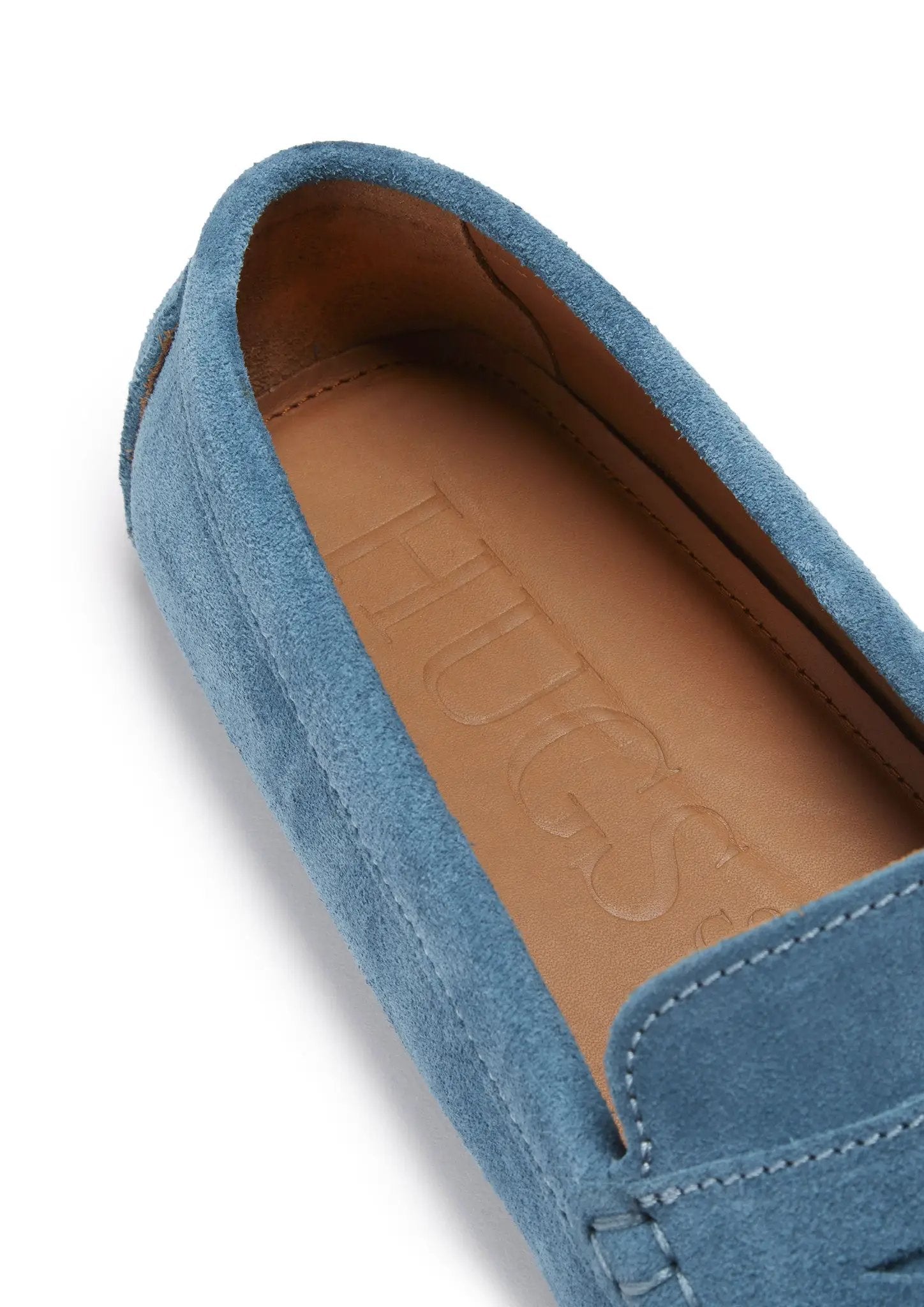 Penny Driving Loafers, petrol blue suede by Hugs & Co.