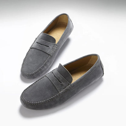 Penny Driving Loafers, slate grey suede by Hugs & Co.
