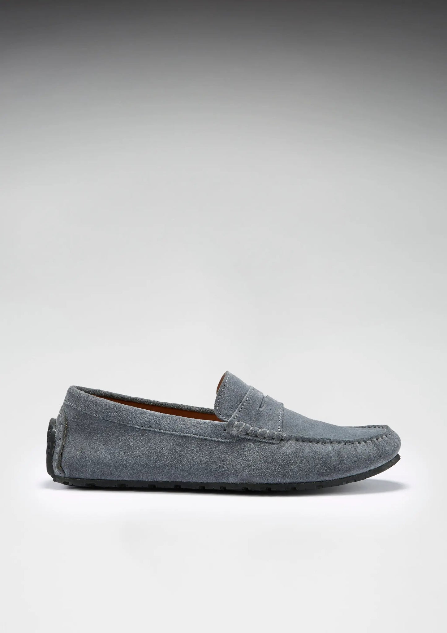 Tyre Sole Penny Driving Loafers, slate grey suede by Hugs & Co.