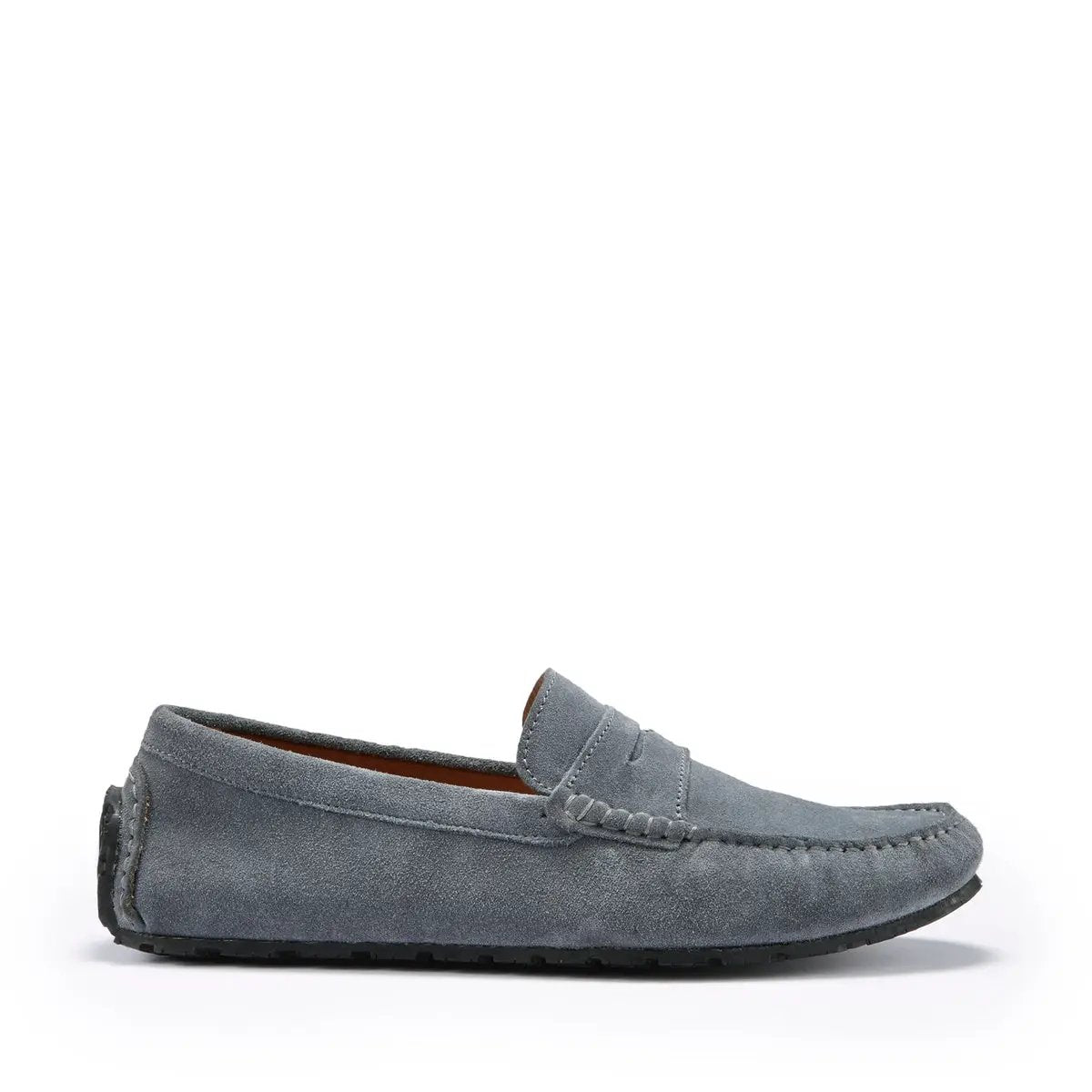 Tyre Sole Penny Driving Loafers, slate grey suede by Hugs & Co.