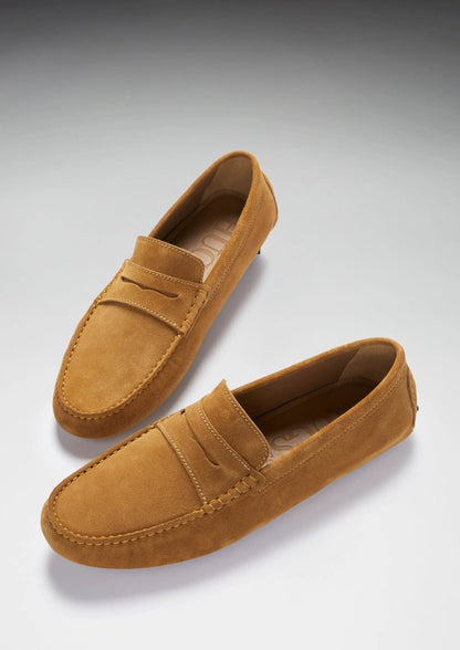 Penny Driving Loafers, tobacco suede by Hugs & Co.