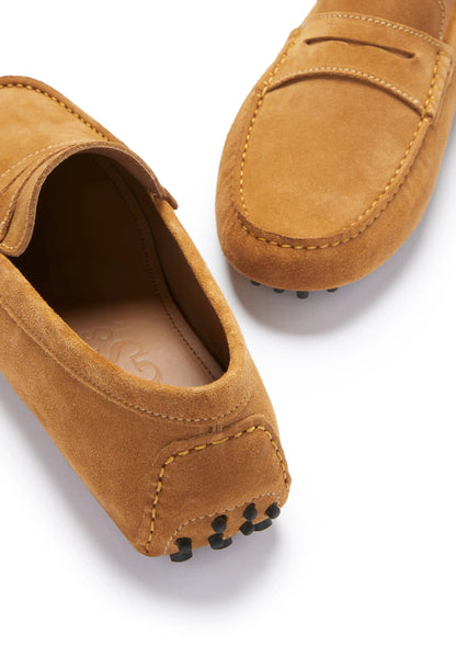 Penny Driving Loafers, tobacco suede by Hugs & Co.