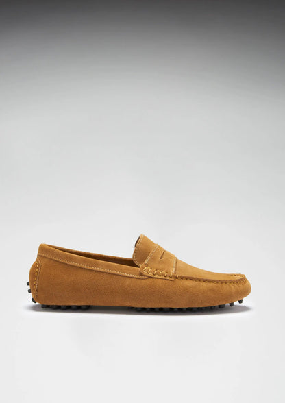 Penny Driving Loafers, tobacco suede by Hugs & Co.