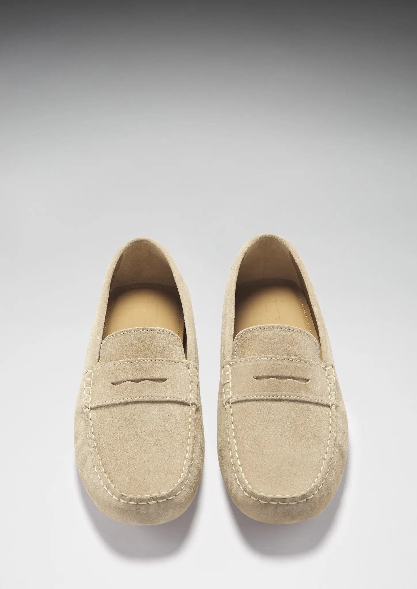 Penny Driving Loafers, taupe suede by Hugs & Co.