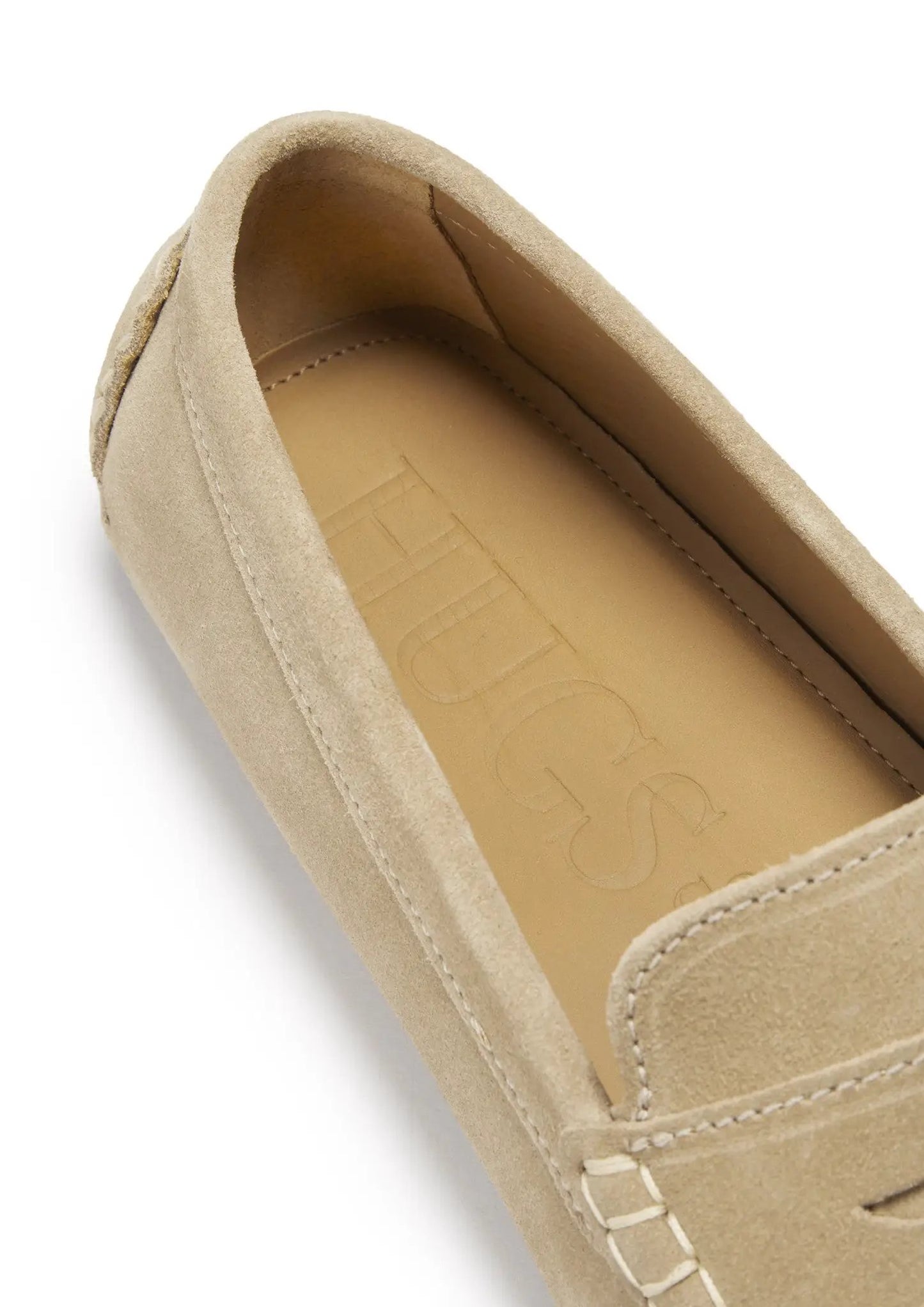 Penny Driving Loafers, taupe suede by Hugs & Co.