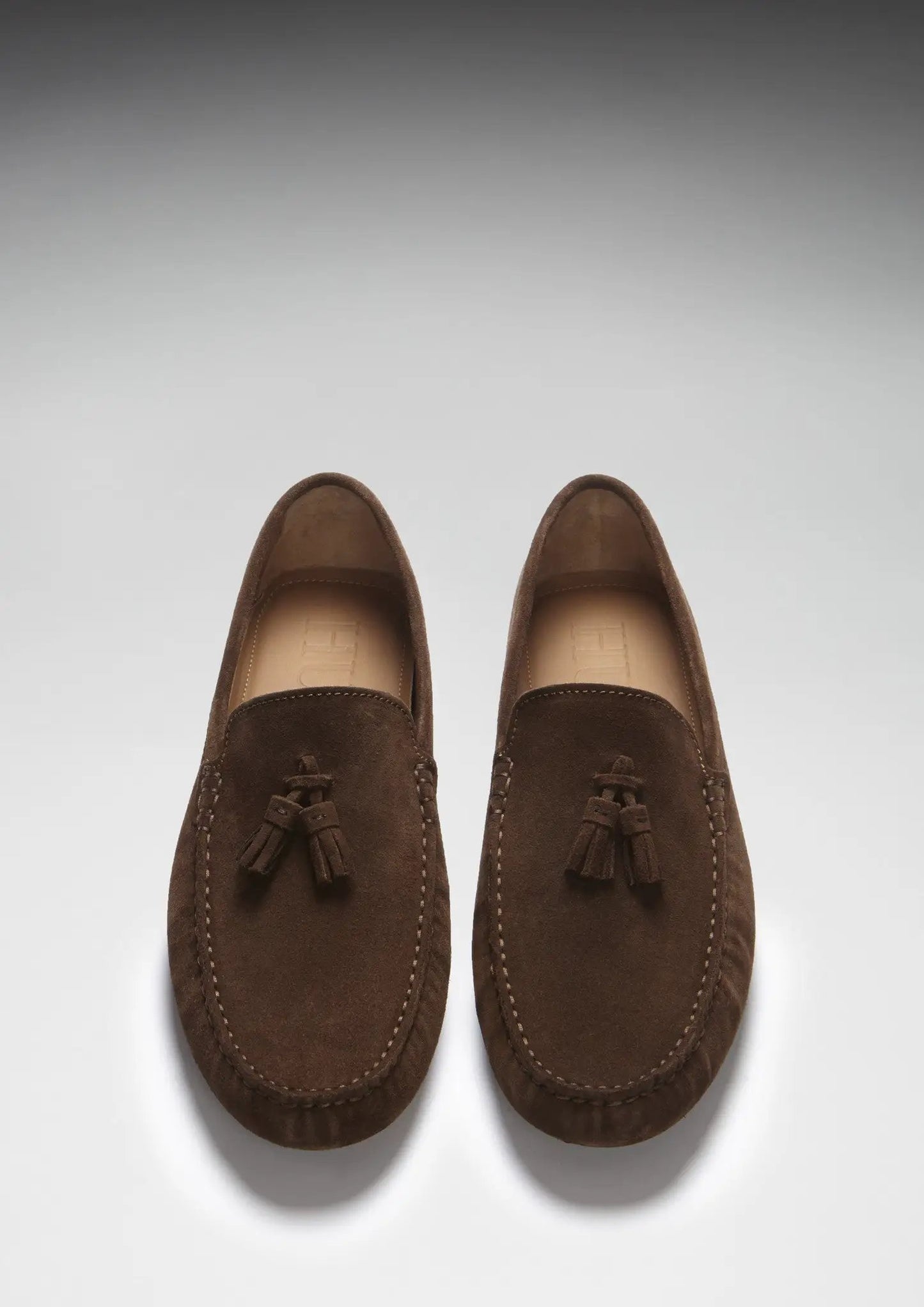 Tasselled Driving Loafers, brown suede by Hugs & Co.