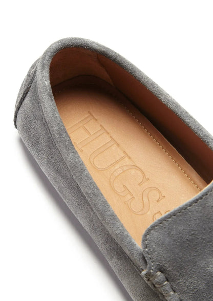 Tasselled Driving Loafers, slate grey suede by Hugs & Co.