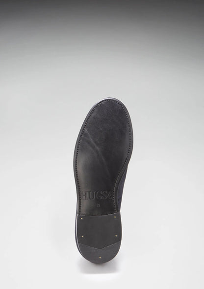 Navy Blue Suede Tasselled Brogues, Welted Leather Sole by Hugs & Co.