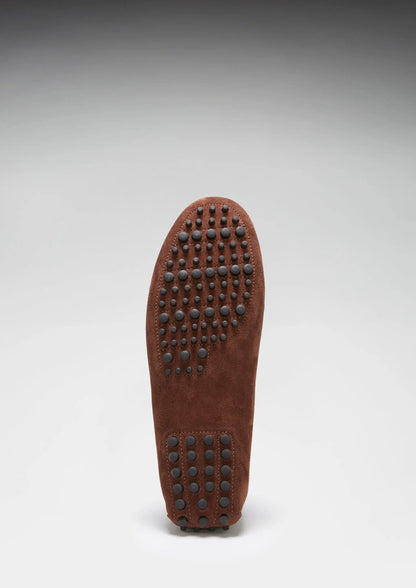 Tasselled Driving Loafers, mahogany brown suede by Hugs & Co.