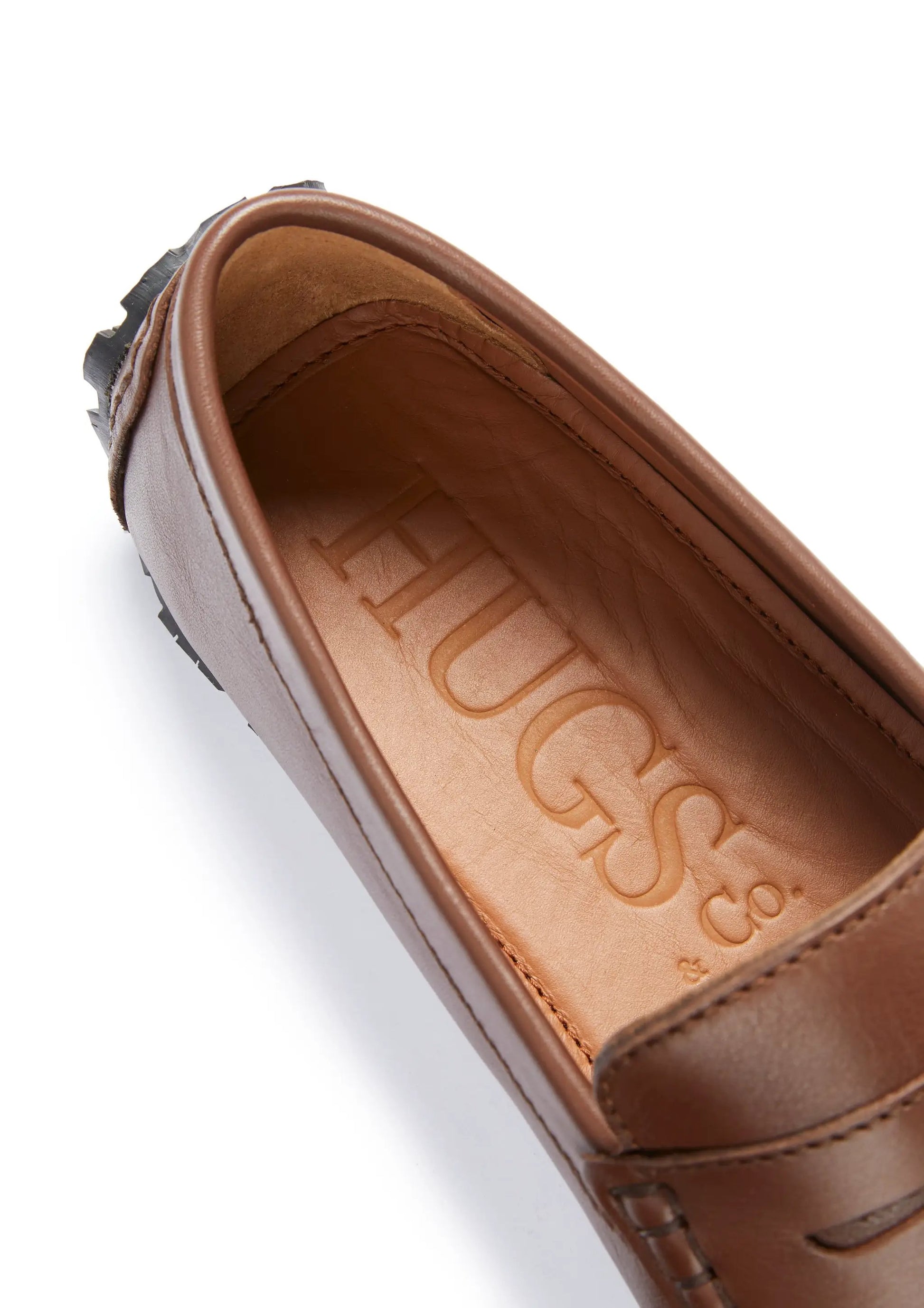 Tyre Sole Penny Driving Loafers, brown leather by Hugs & Co.