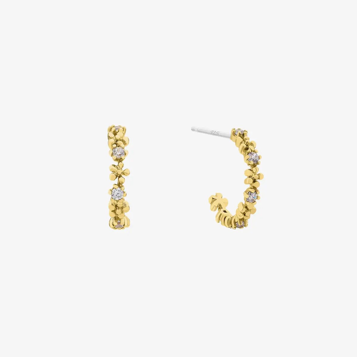 Flower cubic semi-hoop earrings by Nabi London