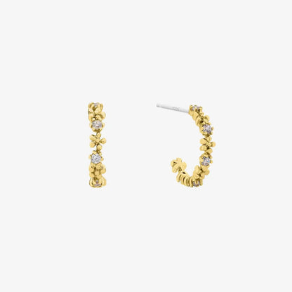 Flower cubic semi-hoop earrings by Nabi London