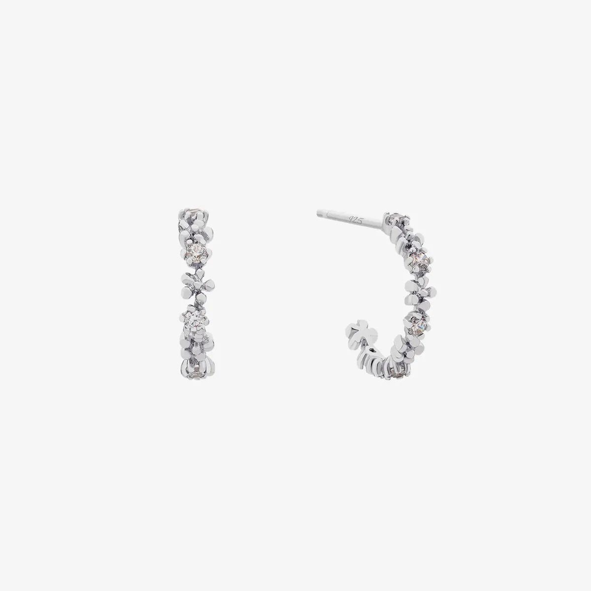 Flower cubic semi-hoop earrings by Nabi London
