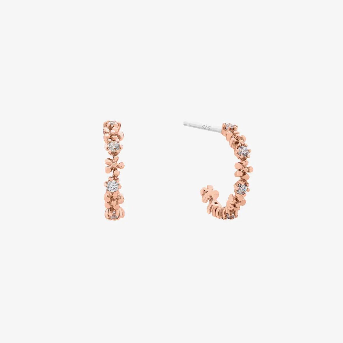 Flower cubic semi-hoop earrings by Nabi London