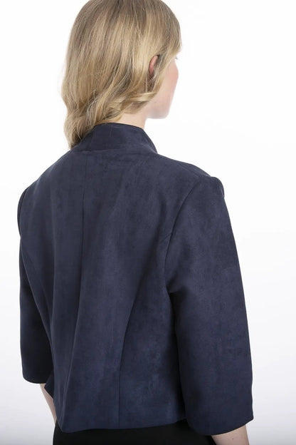 Navy Faux Suede Jacket by Jayley