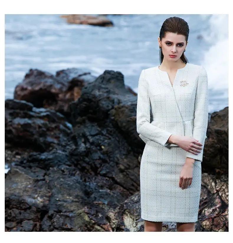 The pleated-peplum plaid tweed skirt suit (UK size 14) by EDKAY COLLECTION UK