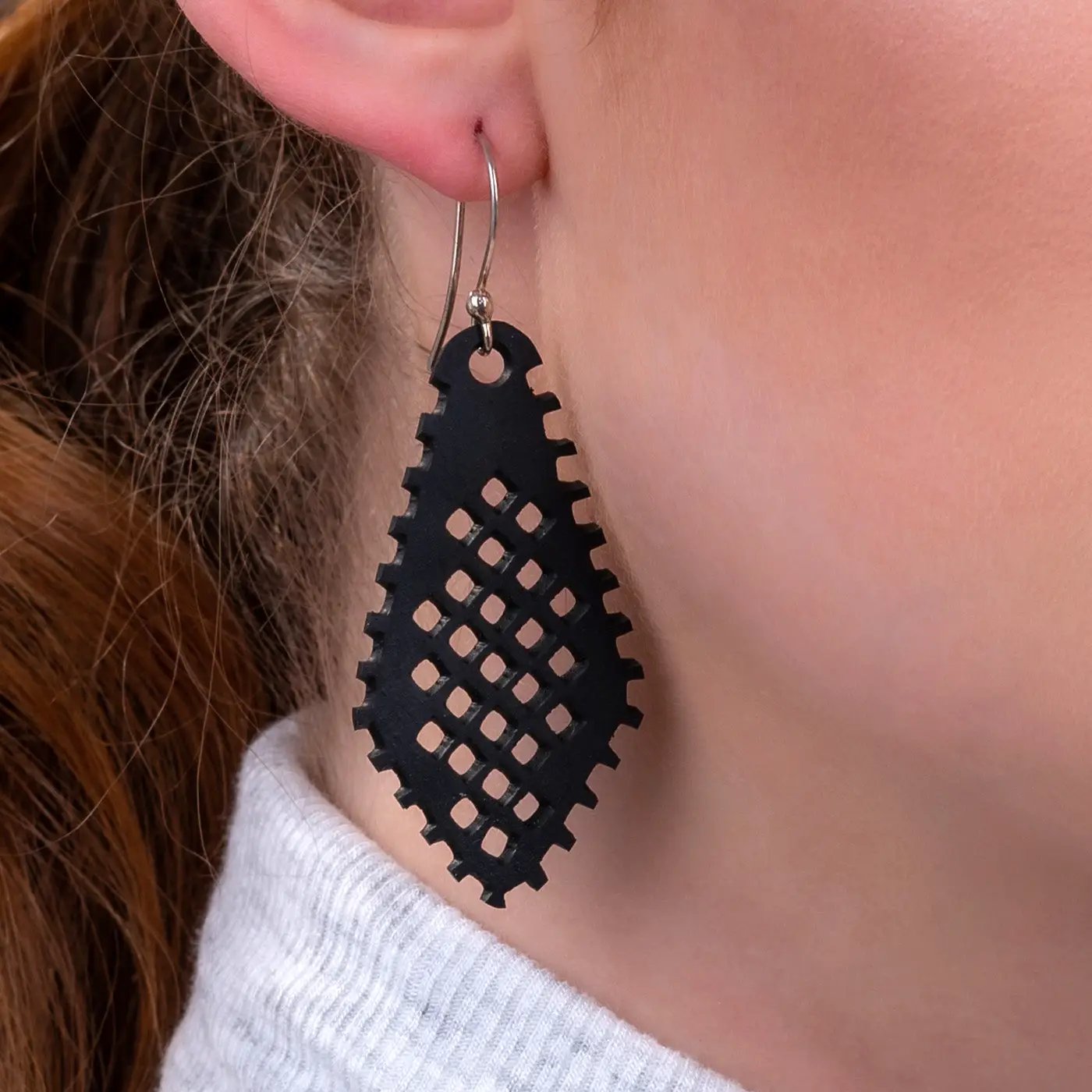 Diamond Recycled Rubber Earrings - Eco-Friendly Style by Paguro Upcycle