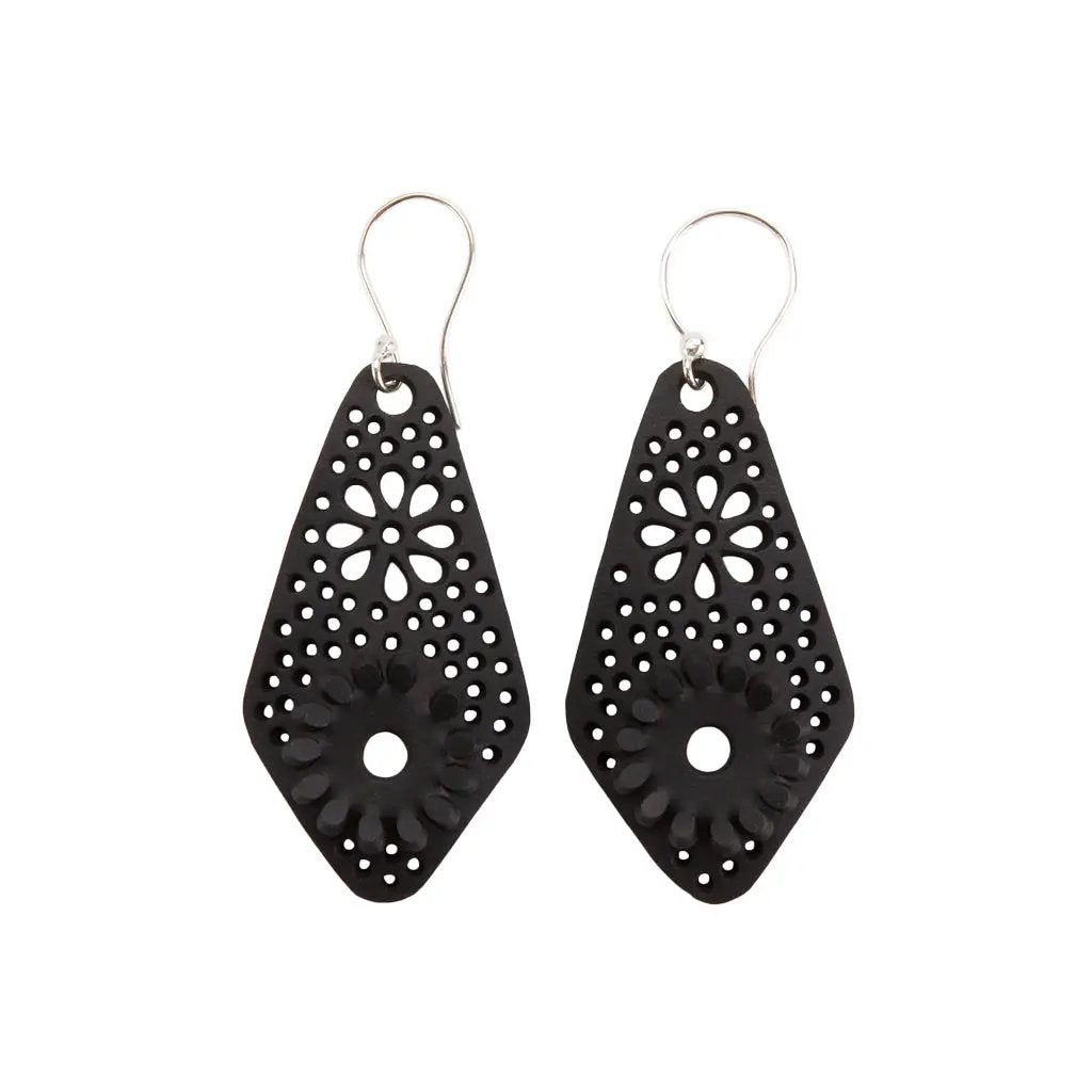 Diamond Recycled Rubber Earrings - Eco-Friendly Style by Paguro Upcycle