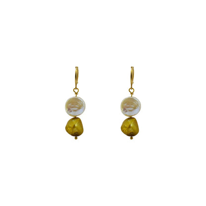 White Coin and Gold Pearl Freshwater Pearl Earrings | by Ifemi Jewels by Ifemi Jewels