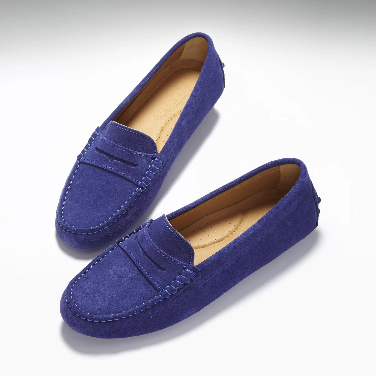 Women's Penny Driving Loafers, ink blue suede by Hugs & Co.