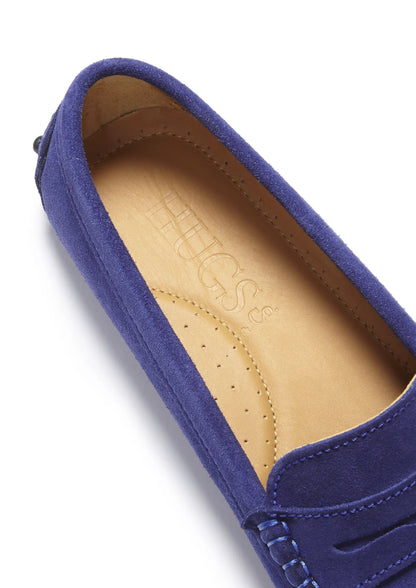 Women's Penny Driving Loafers, ink blue suede by Hugs & Co.
