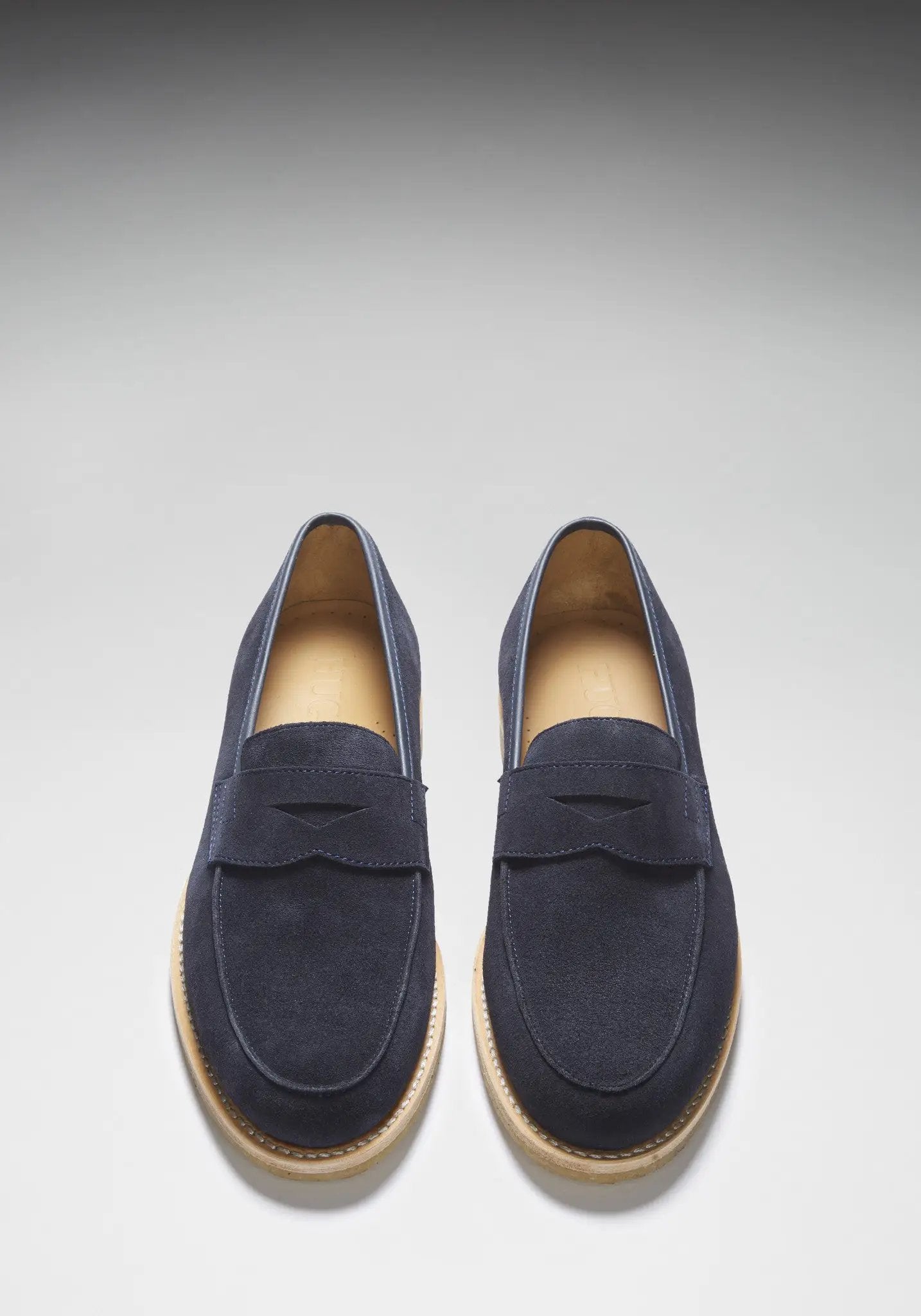 Blue Suede Loafers, Crepe Rubber Welted Sole by Hugs & Co.