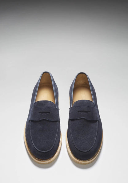 Blue Suede Loafers, Crepe Rubber Welted Sole by Hugs & Co.
