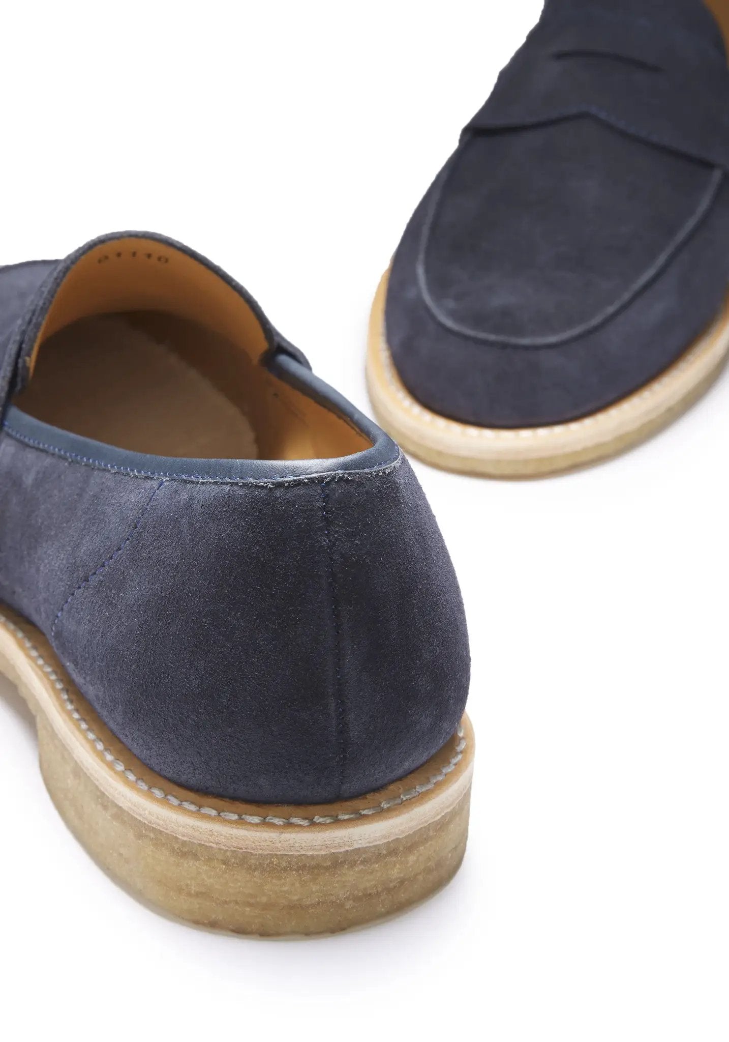 Blue Suede Loafers, Crepe Rubber Welted Sole by Hugs & Co.