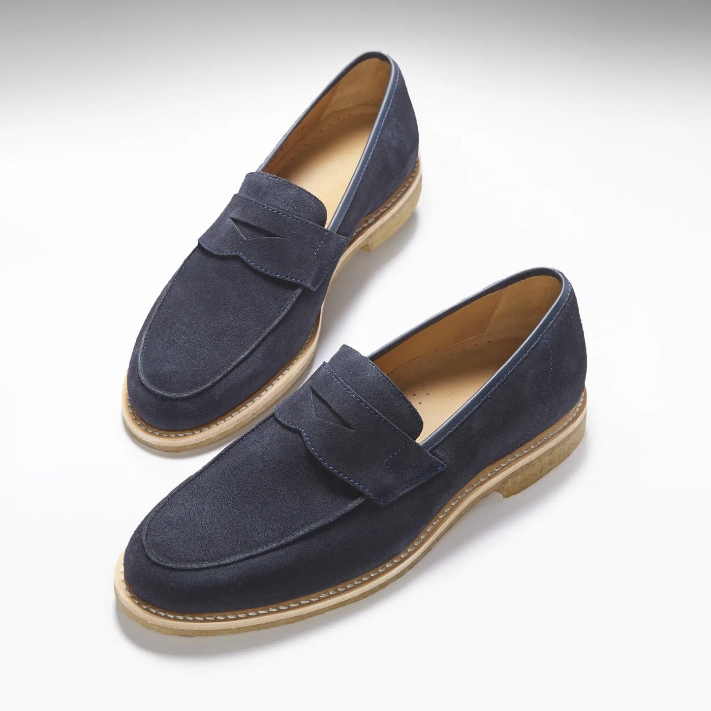 Blue Suede Loafers, Crepe Rubber Welted Sole by Hugs & Co.