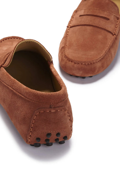 Penny Driving Loafers, rust suede by Hugs & Co.