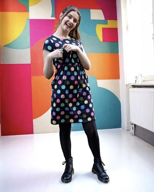 The Knee Length Breastfeeding Dress - Shona Spot by Stylish Mum