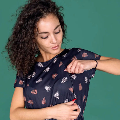 The Knee Length Breastfeeding Dress - Brown Leopard Tree by Stylish Mum