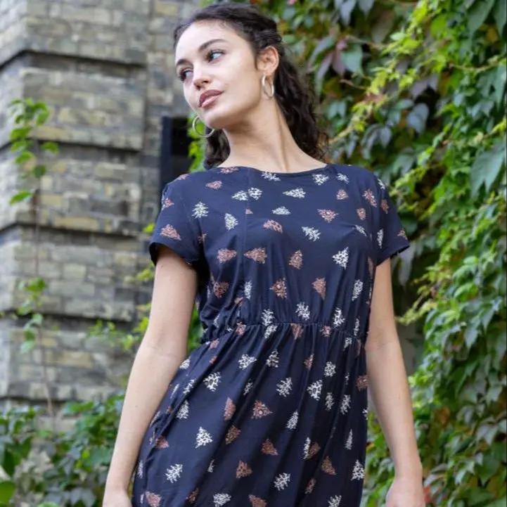 The Knee Length Breastfeeding Dress - Brown Leopard Tree by Stylish Mum
