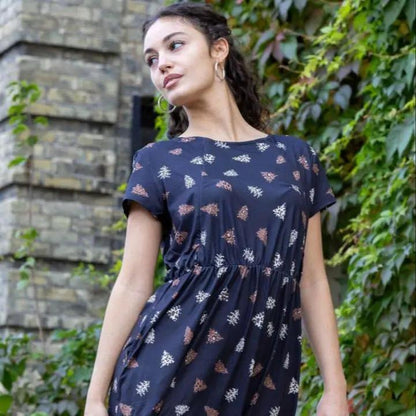 The Knee Length Breastfeeding Dress - Brown Leopard Tree by Stylish Mum