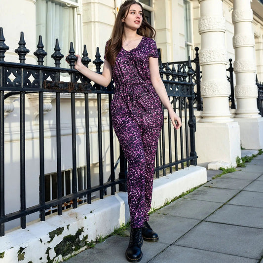 The Breastfeeding Jumpsuit - Purple Leopard by Stylish Mum