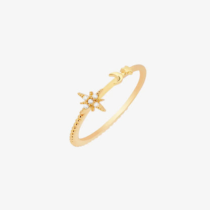 Moon and star ring by Nabi London
