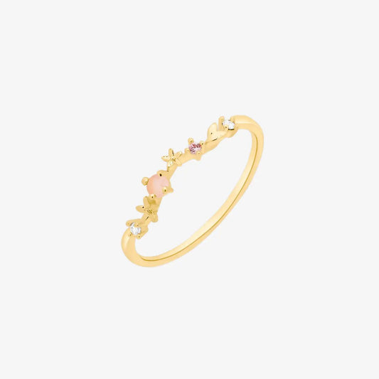 Rose quartz laurel ring by Nabi London