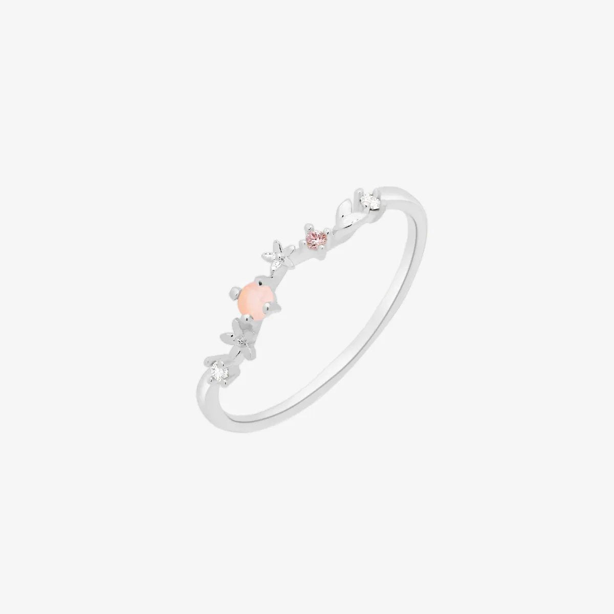 Rose quartz laurel ring by Nabi London